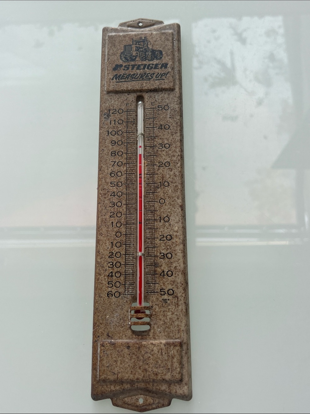 Antique Branded Brown Vintage-Style Wall Thermometer